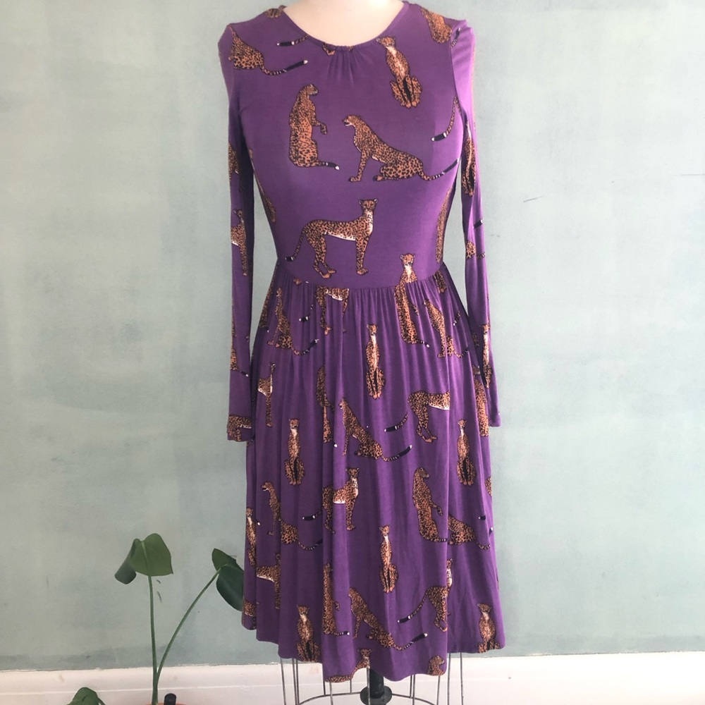 ModCloth Cheetah Print Knit Dress Flawed* - Picture 1 of 8